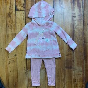 Btween Hoodie 12 Months Pink hooded sweatshirt leggings outfit unicorn